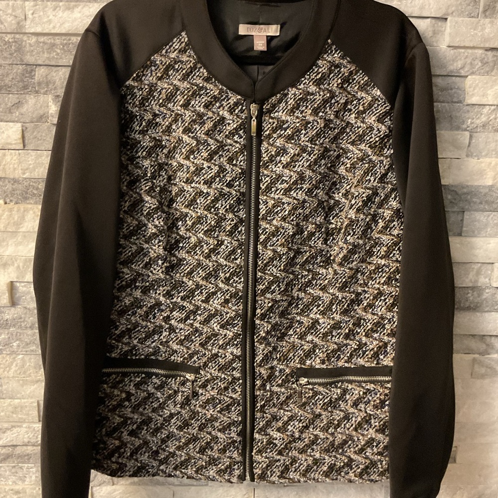 Roz & Ali Black and Blue Textured Jacket